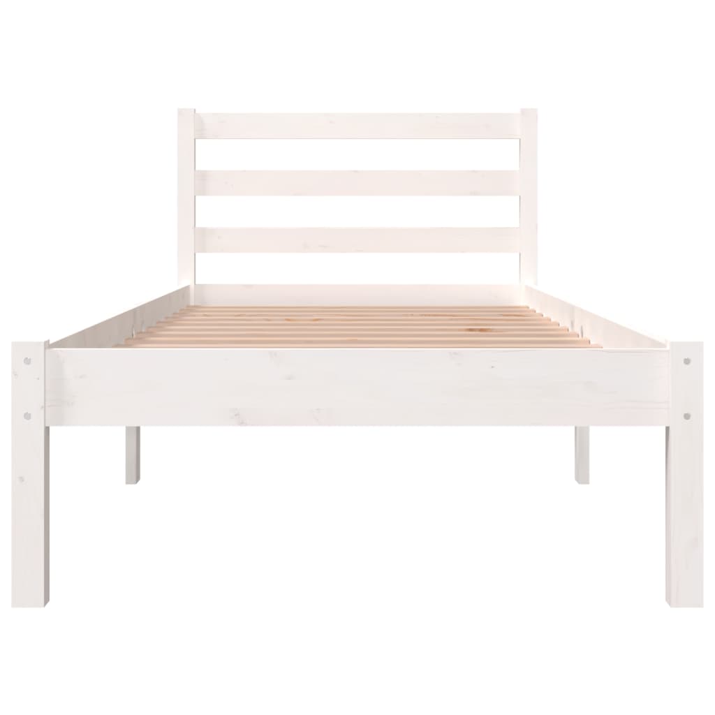 vidaXL Estrutura de cama pequena solteiro 75x190cm pinho maciço branco