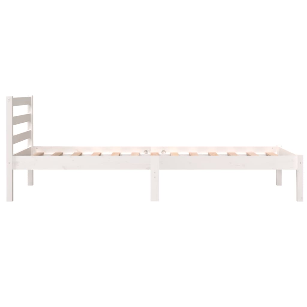 vidaXL Estrutura de cama pequena solteiro 75x190cm pinho maciço branco