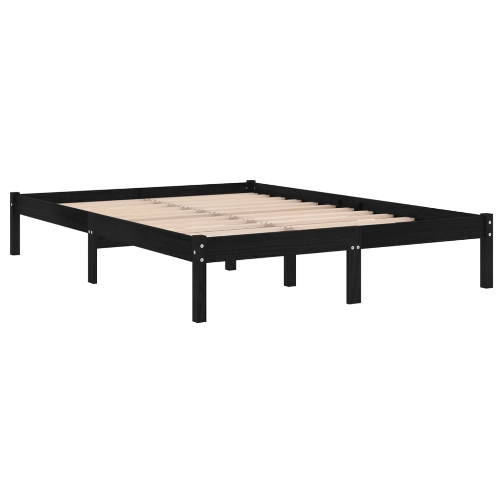 vidaXL Estrutura cama pequena casal 120x190 cm pinho maciço preto