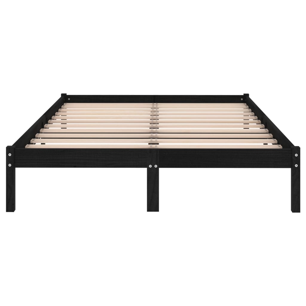 vidaXL Estrutura cama pequena casal 120x190 cm pinho maciço preto