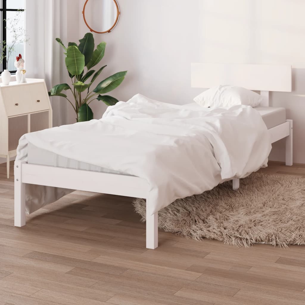 vidaXL Estrutura de cama 100x200 cm pinho maciço branco