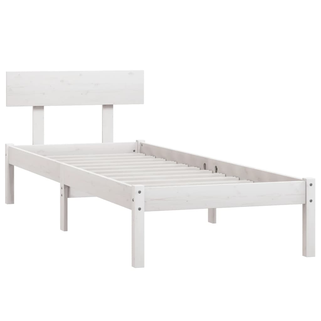 vidaXL Estrutura de cama 100x200 cm pinho maciço branco