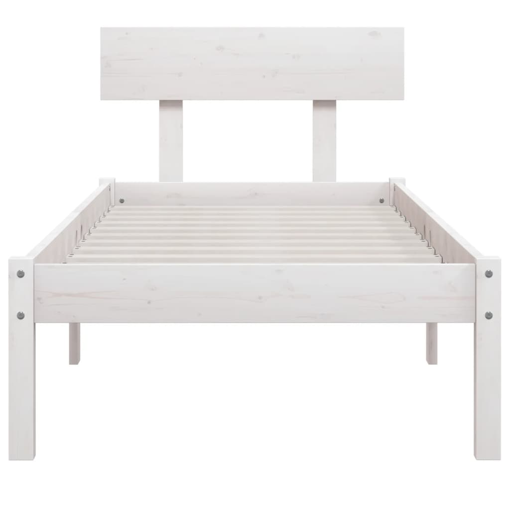 vidaXL Estrutura de cama 100x200 cm pinho maciço branco