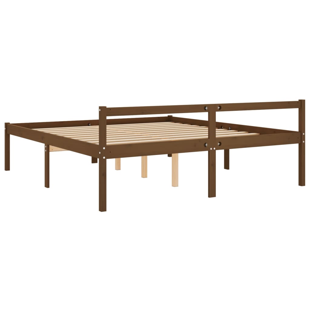 vidaXL Cama para idosos 200x200 cm pinho maciço castanho mel