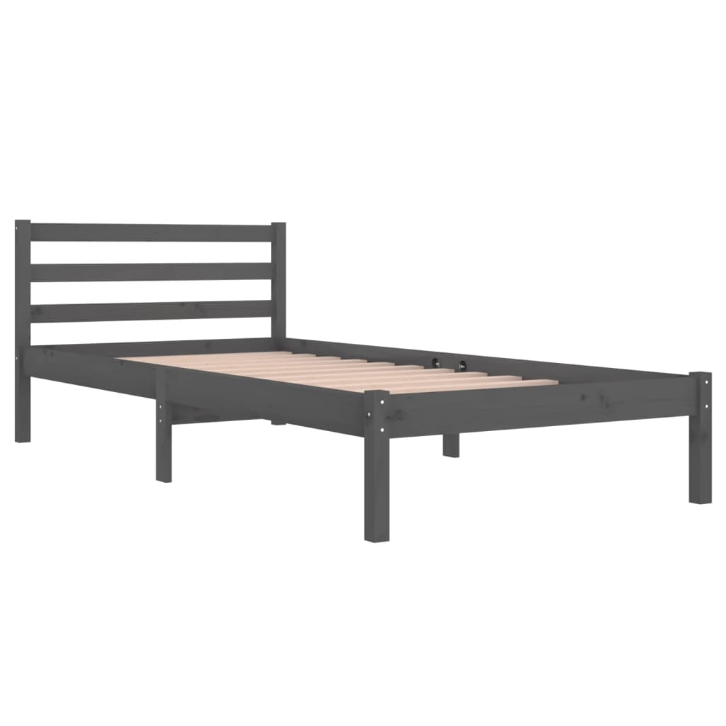 vidaXL Estrutura de cama 90x200 cm pinho maciço cinzento