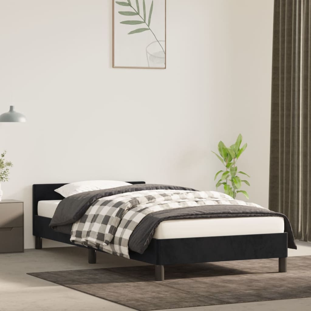 vidaXL Estrutura de cama c/ cabeceira 90x200 cm veludo preto