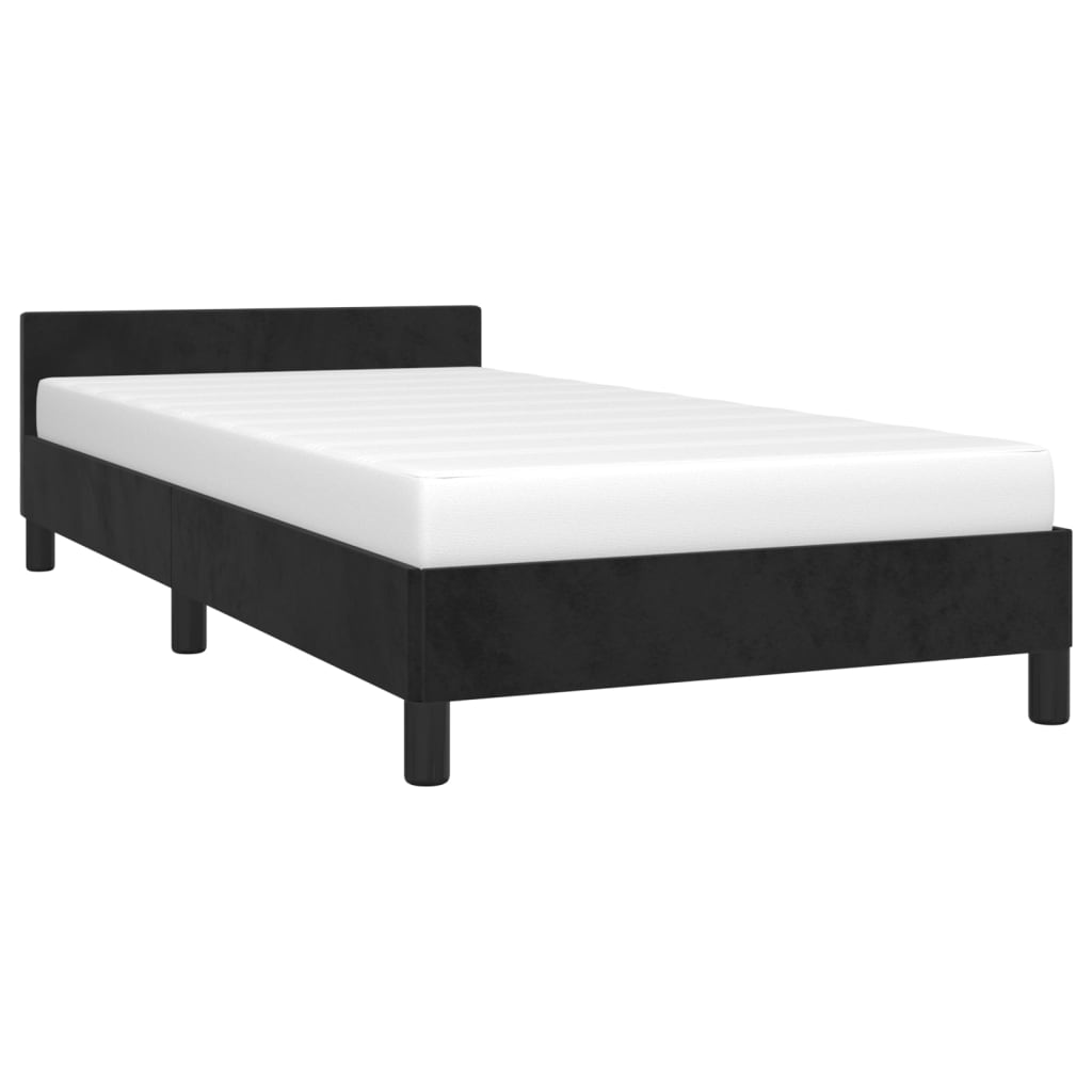 vidaXL Estrutura de cama c/ cabeceira 90x200 cm veludo preto