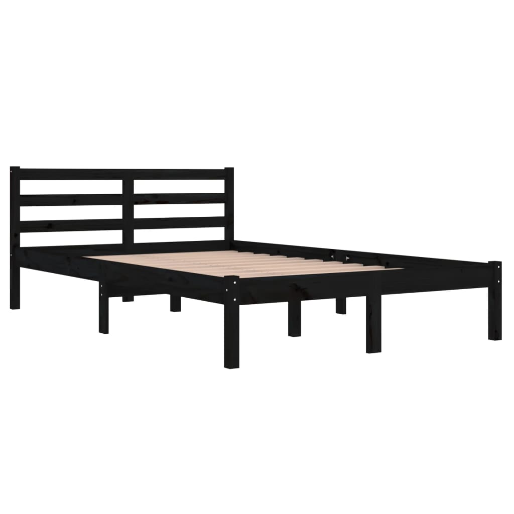 vidaXL Estrutura de cama 120x200 cm pinho maciço preto