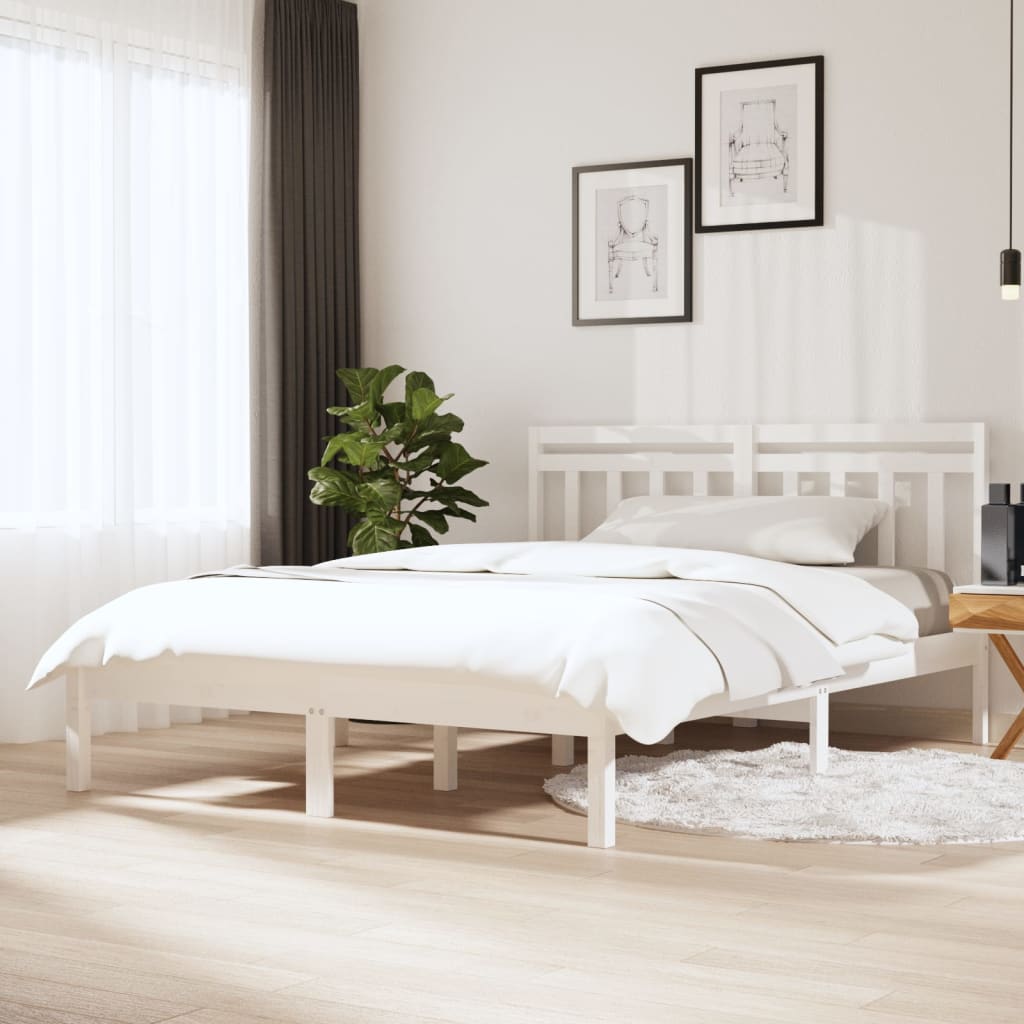 vidaXL Estrutura de cama 140x190 cm madeira de pinho maciça branco