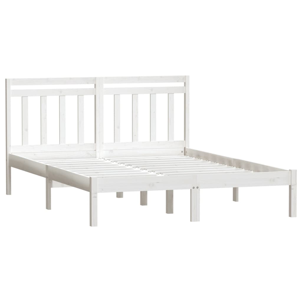 vidaXL Estrutura de cama 140x190 cm madeira de pinho maciça branco