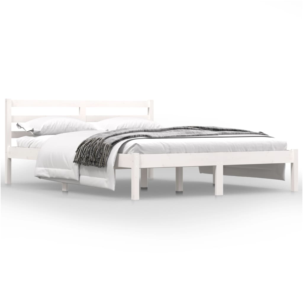 vidaXL Estrutura de cama pequena casal 120x190 cm pinho maciço branco