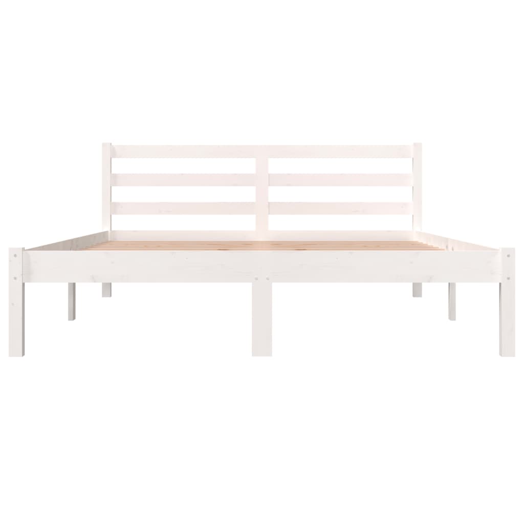 vidaXL Estrutura de cama pequena casal 120x190 cm pinho maciço branco