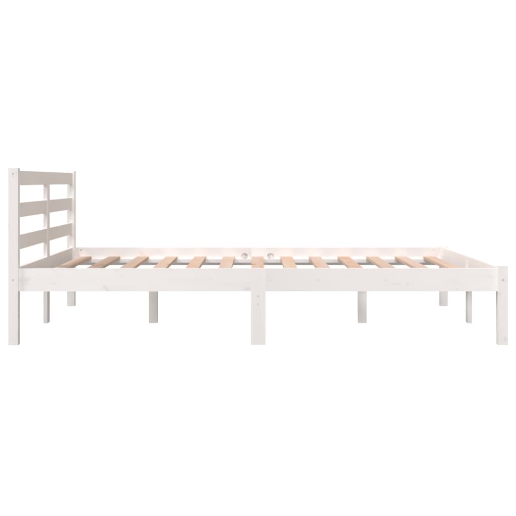 vidaXL Estrutura de cama pequena casal 120x190 cm pinho maciço branco