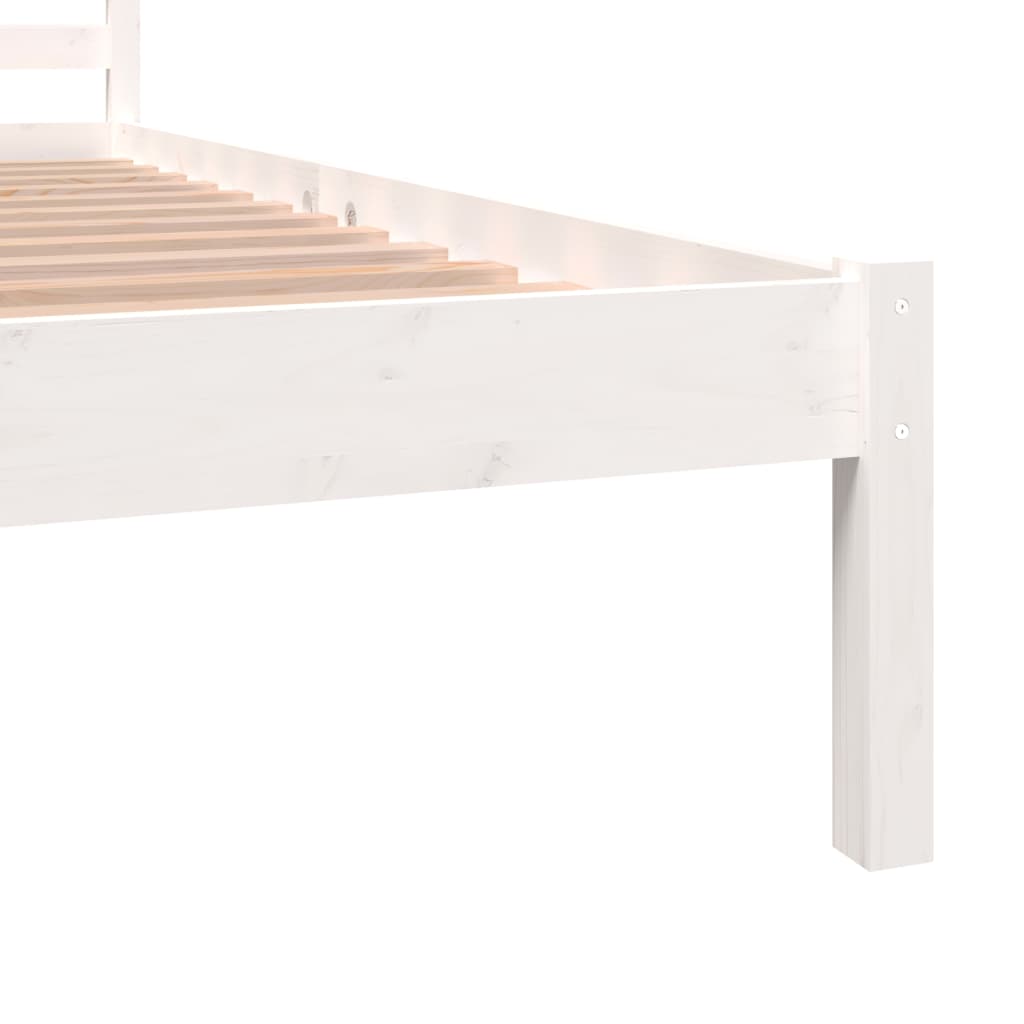 vidaXL Estrutura de cama pequena casal 120x190 cm pinho maciço branco