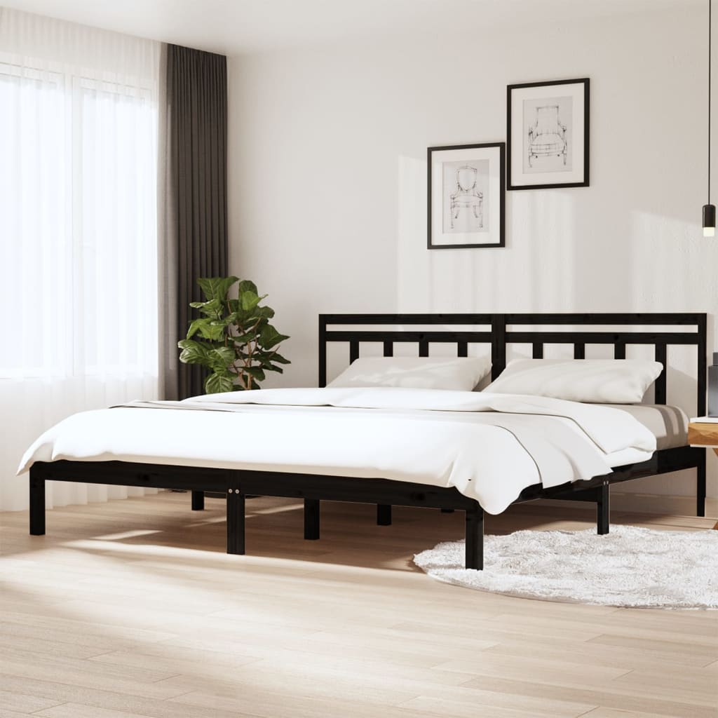 vidaXL Estrutura de cama super king 180x200 cm madeira maciça preto