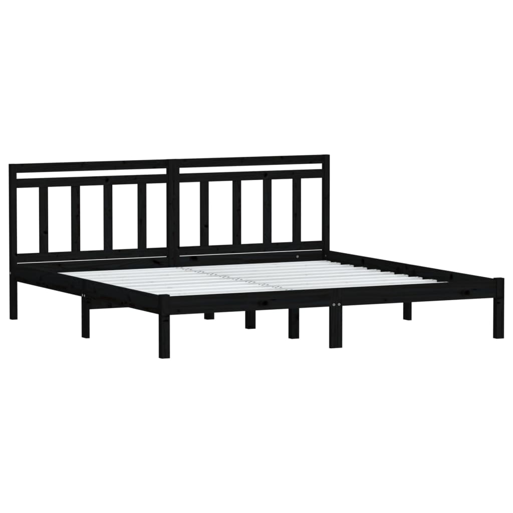 vidaXL Estrutura de cama super king 180x200 cm madeira maciça preto