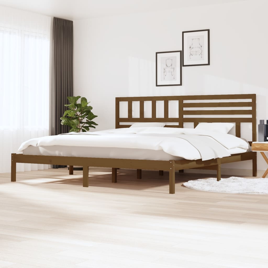 vidaXL Estrutura de cama 200x200 cm pinho maciço castanho mel