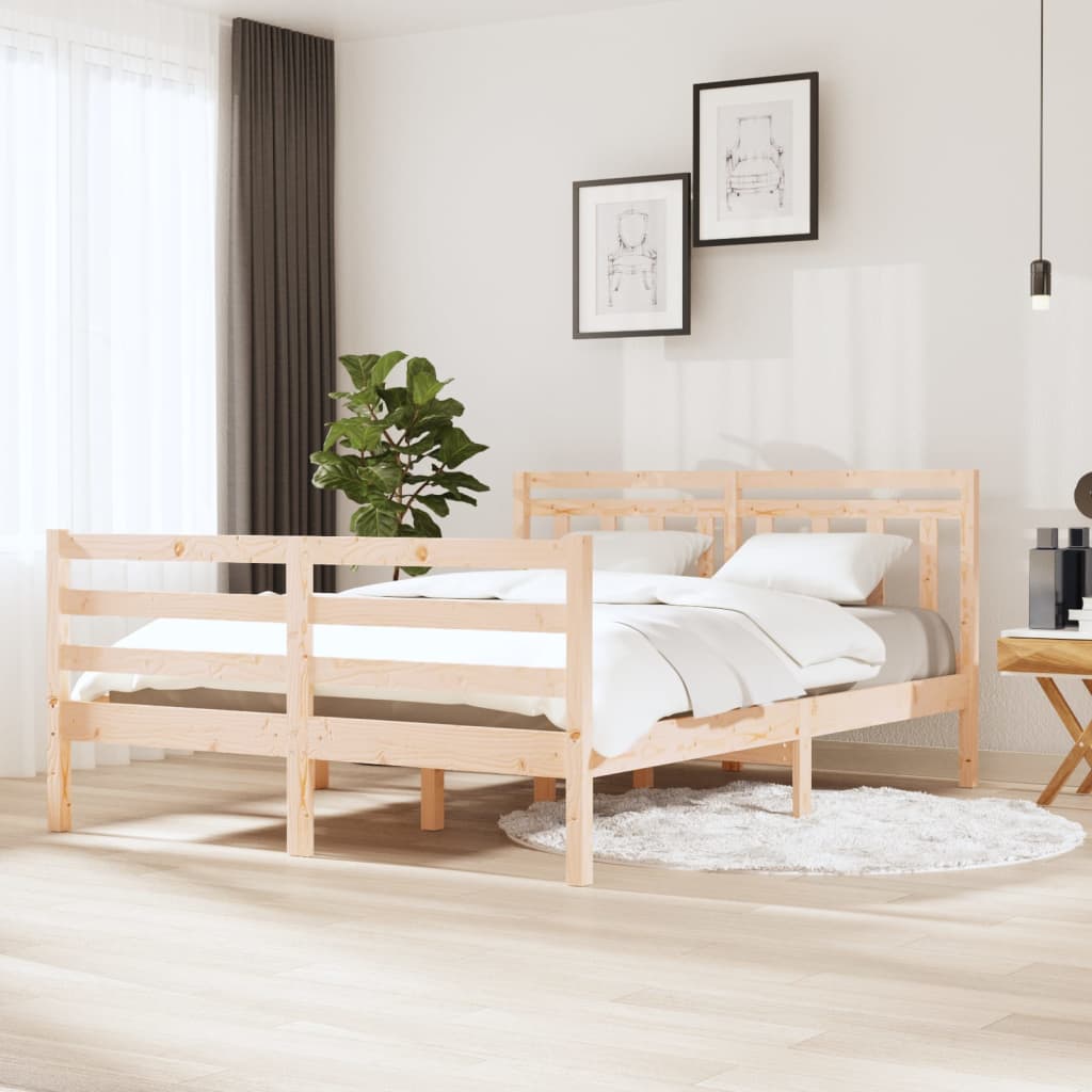 vidaXL Estrutura de cama casal 135x190 cm madeira maciça