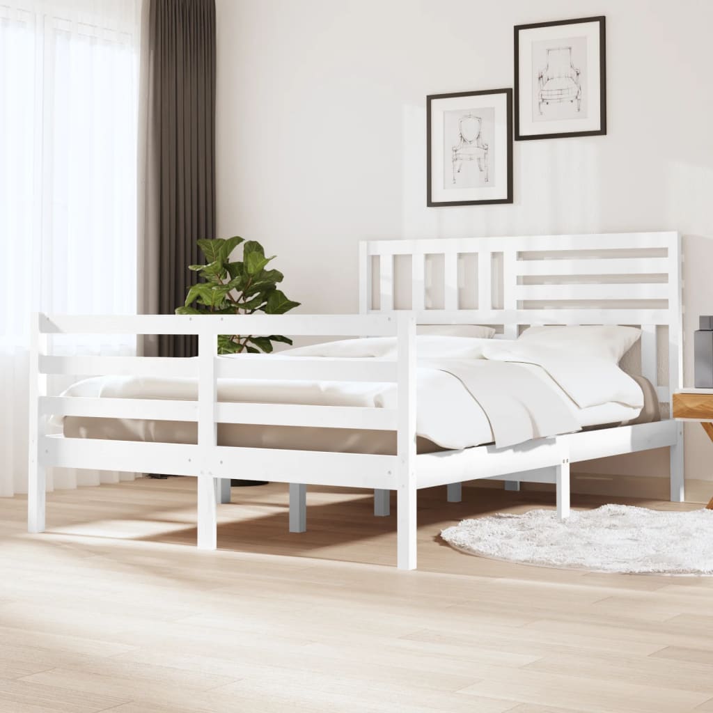 vidaXL Estrutura de cama 160x200 cm madeira maciça branco