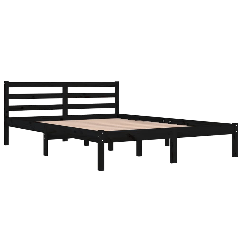 vidaXL Estrutura de cama 140x200 cm pinho maciço preto