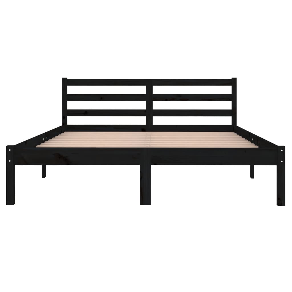 vidaXL Estrutura de cama 140x200 cm pinho maciço preto