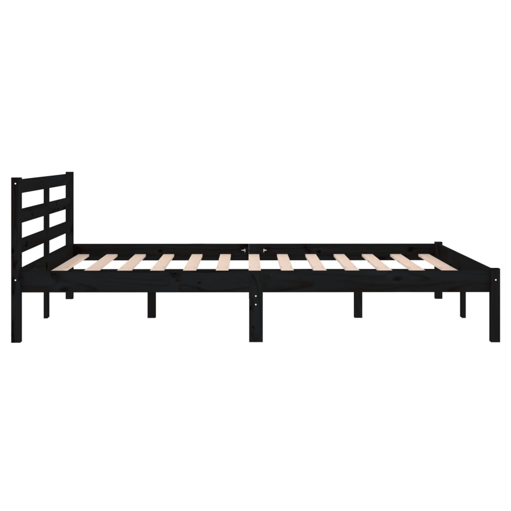 vidaXL Estrutura de cama 140x200 cm pinho maciço preto