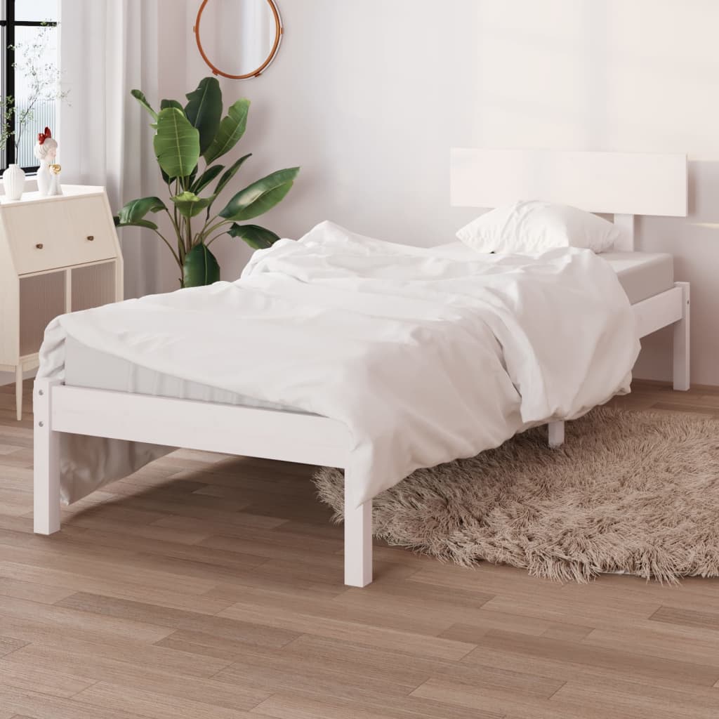 vidaXL Estrutura de cama 90x200 cm pinho maciço branco