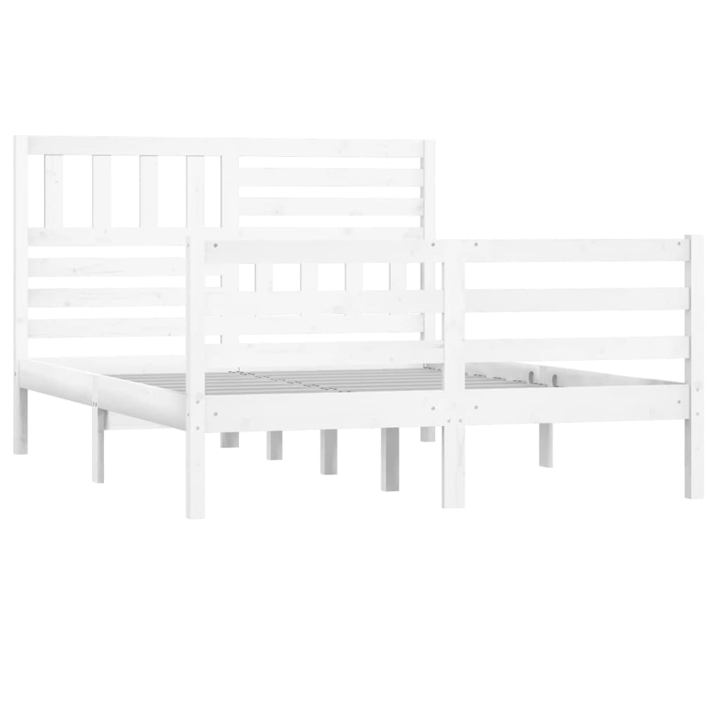 vidaXL Estrutura cama pequena casal 120x190 cm pinho maciço branco