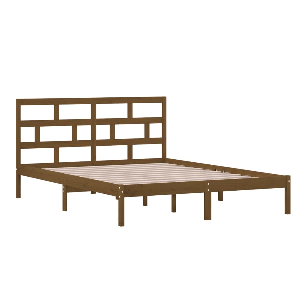 vidaXL Estrutura cama king 150x200 cm madeira maciça castanho-mel