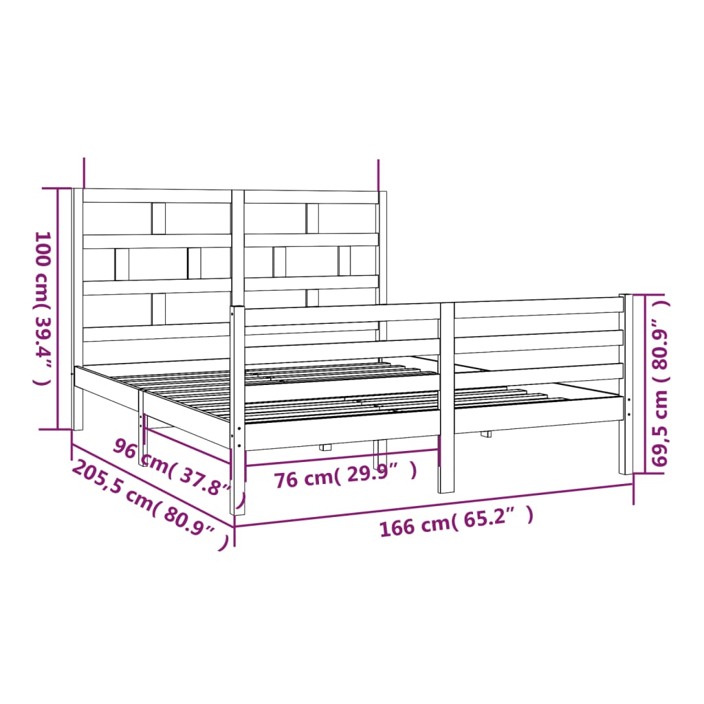 vidaXL Estrutura de cama 160x200 cm madeira de pinho maciça