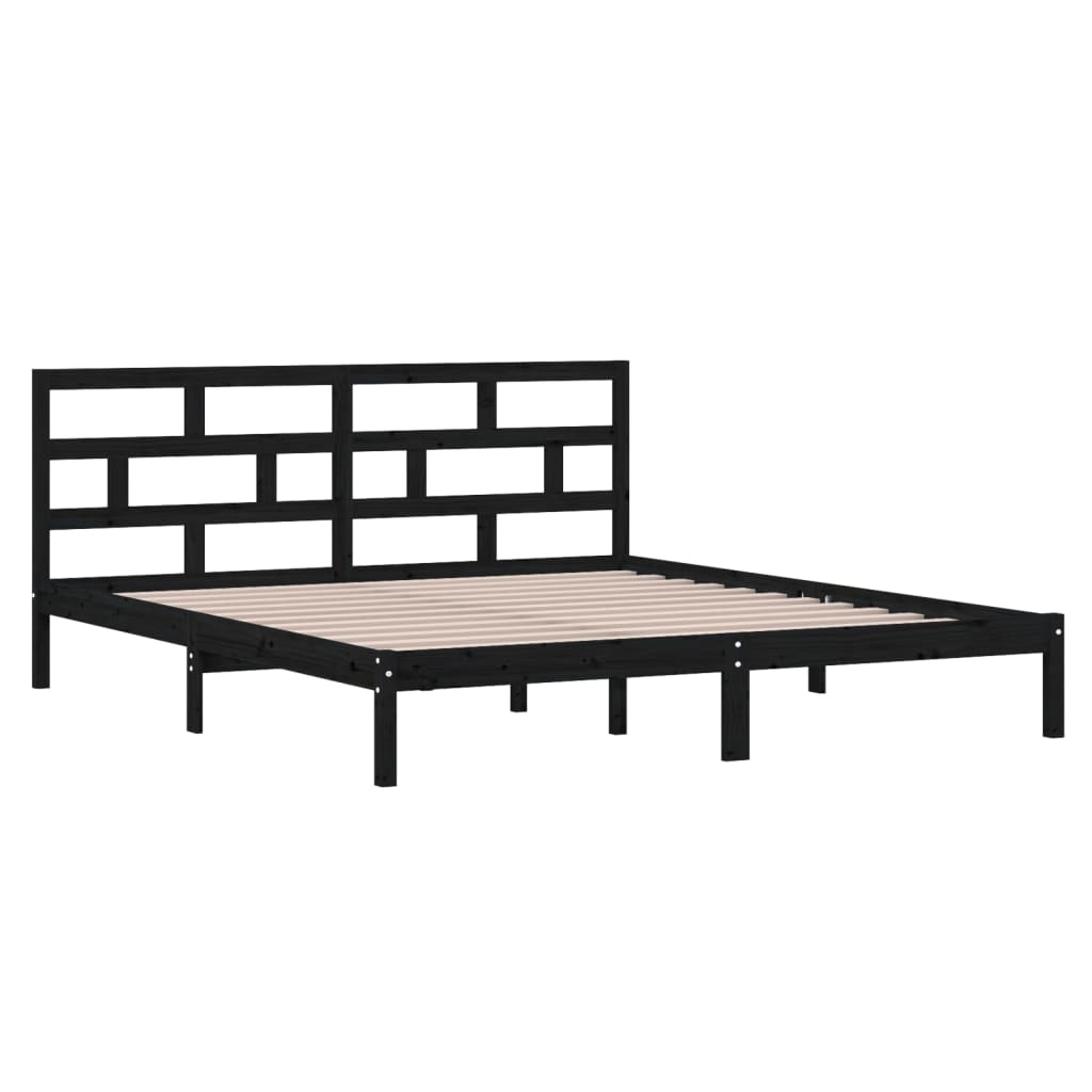 vidaXL Estrutura de cama casal 135x190 cm madeira maciça preto