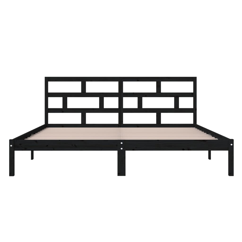 vidaXL Estrutura de cama casal 135x190 cm madeira maciça preto