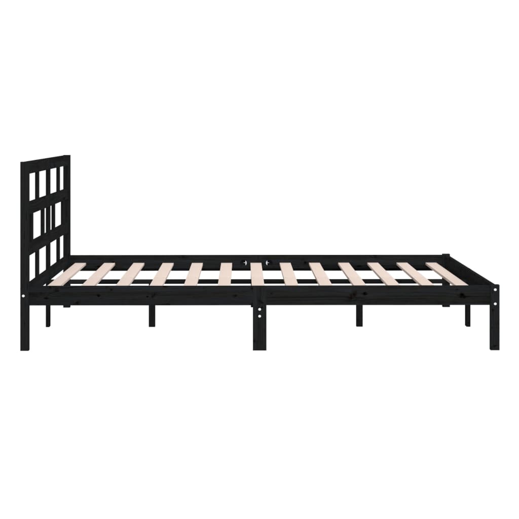 vidaXL Estrutura de cama casal 135x190 cm madeira maciça preto