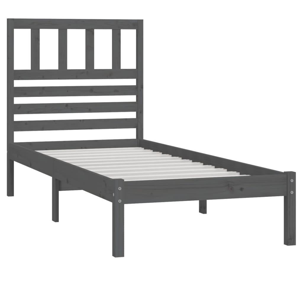 vidaXL Estrutura cama solteiro 90x200 cm pinho maciço cinzento