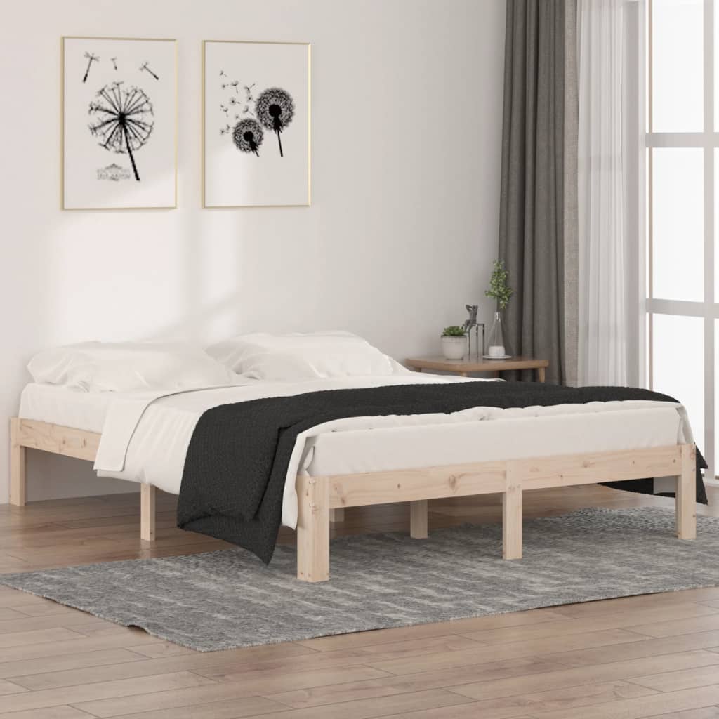 vidaXL Estrutura de cama king 150x200 cm madeira maciça