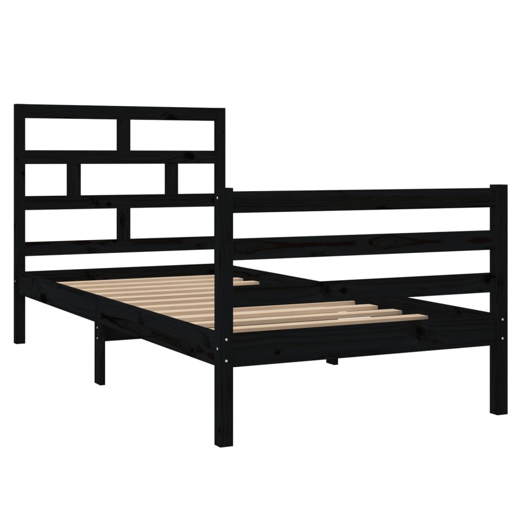 vidaXL Estrutura de cama 90x200 cm madeira de pinho maciça preto