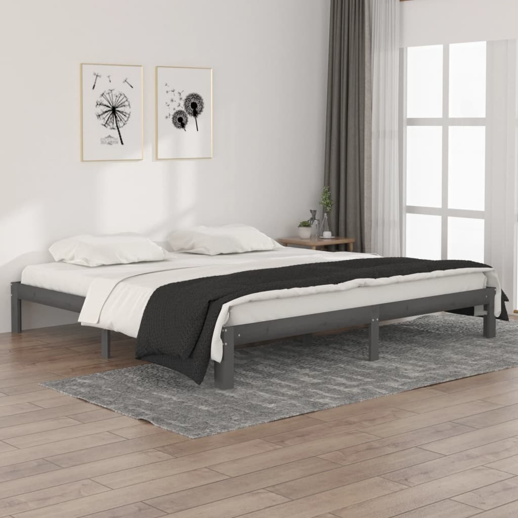 vidaXL Estrutura de cama 200x200 cm pinho maciço cinzento