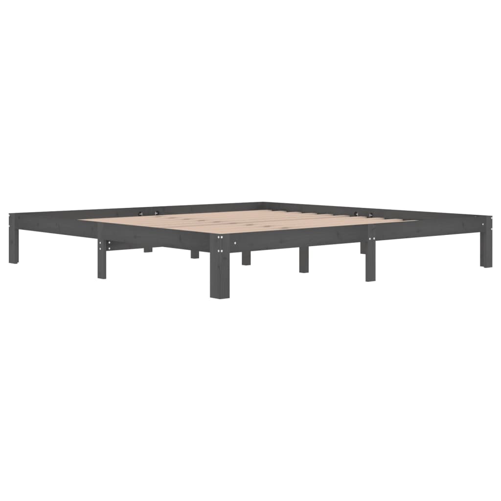 vidaXL Estrutura de cama 200x200 cm pinho maciço cinzento