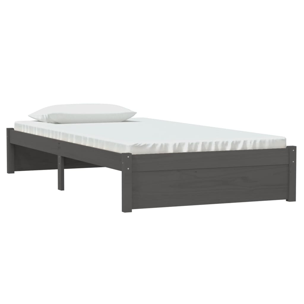 vidaXL Estrutura de cama 100x200 cm madeira maciça cinzento