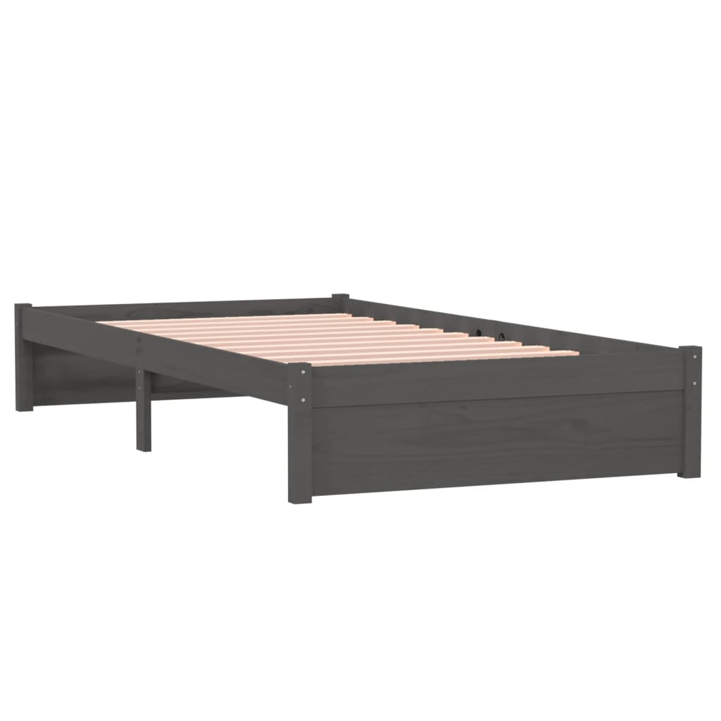 vidaXL Estrutura de cama 100x200 cm madeira maciça cinzento