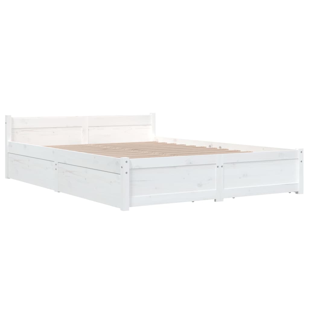 vidaXL Estrutura de cama c/ gavetas 140x190 cm branco