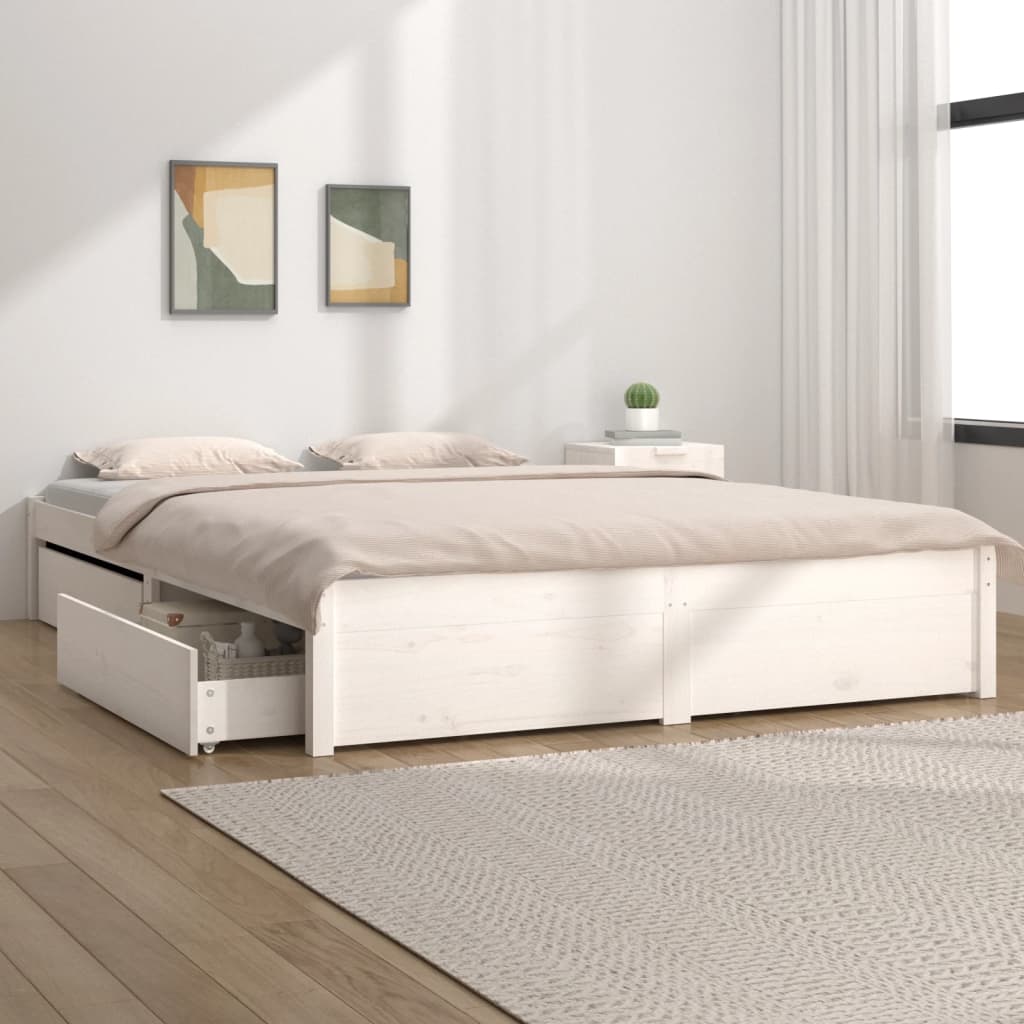 vidaXL Estrutura de cama c/ gavetas 140x190 cm branco