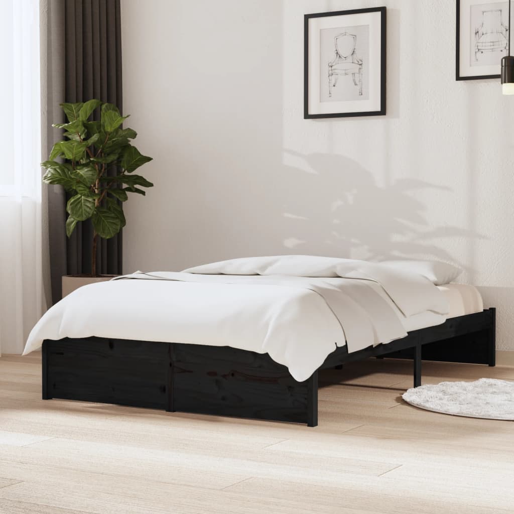 vidaXL Estrutura de cama 120x200 cm madeira maciça preto