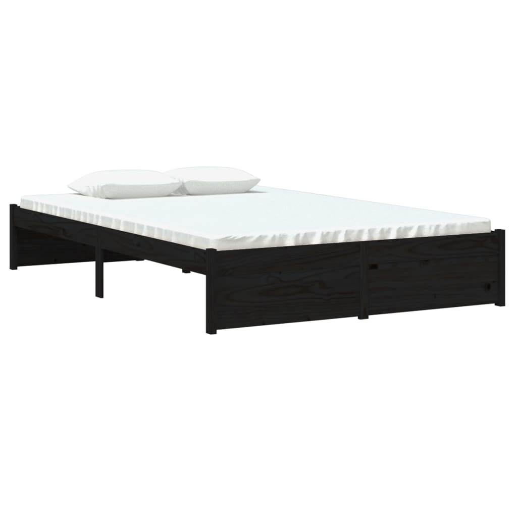 vidaXL Estrutura de cama 120x200 cm madeira maciça preto