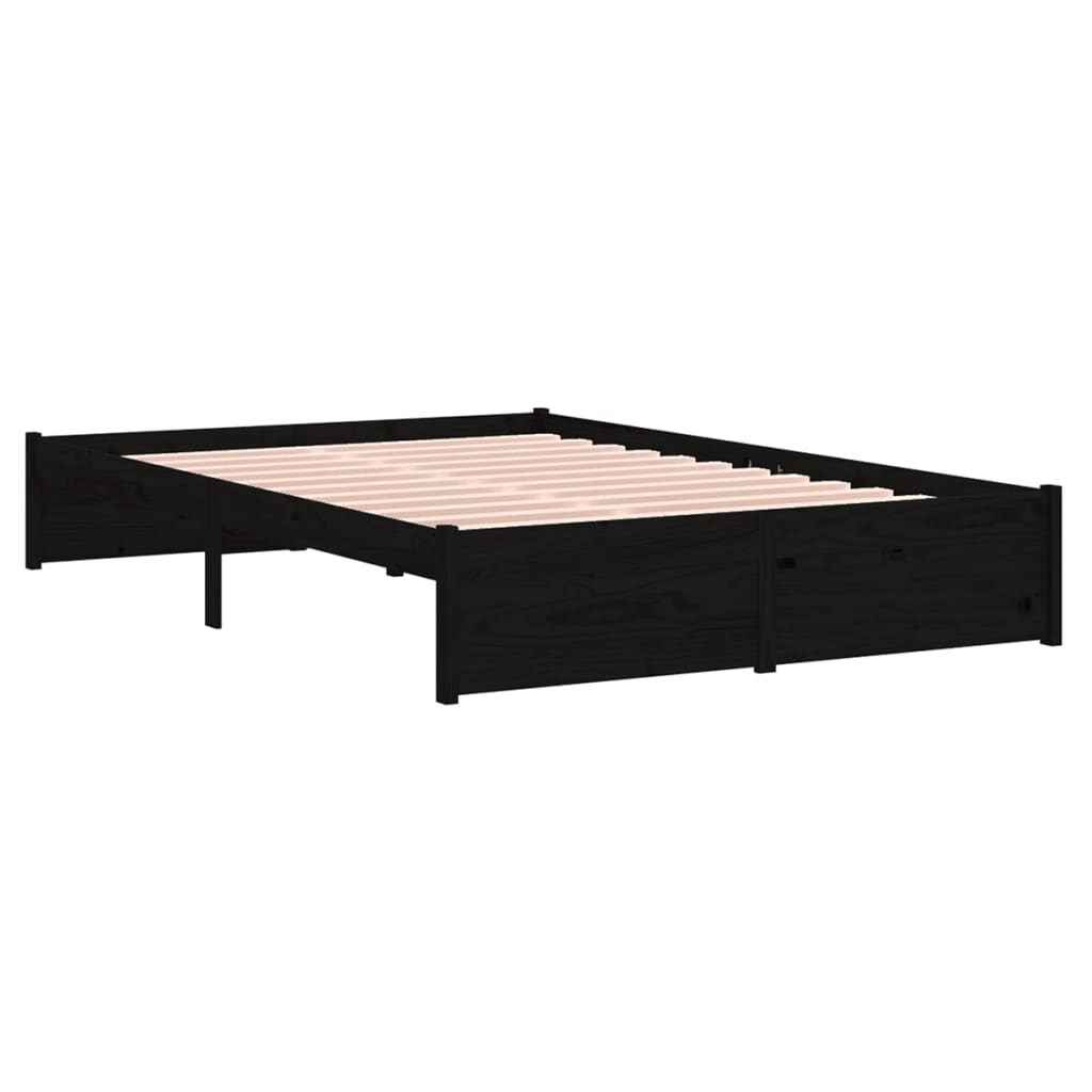 vidaXL Estrutura de cama 120x200 cm madeira maciça preto