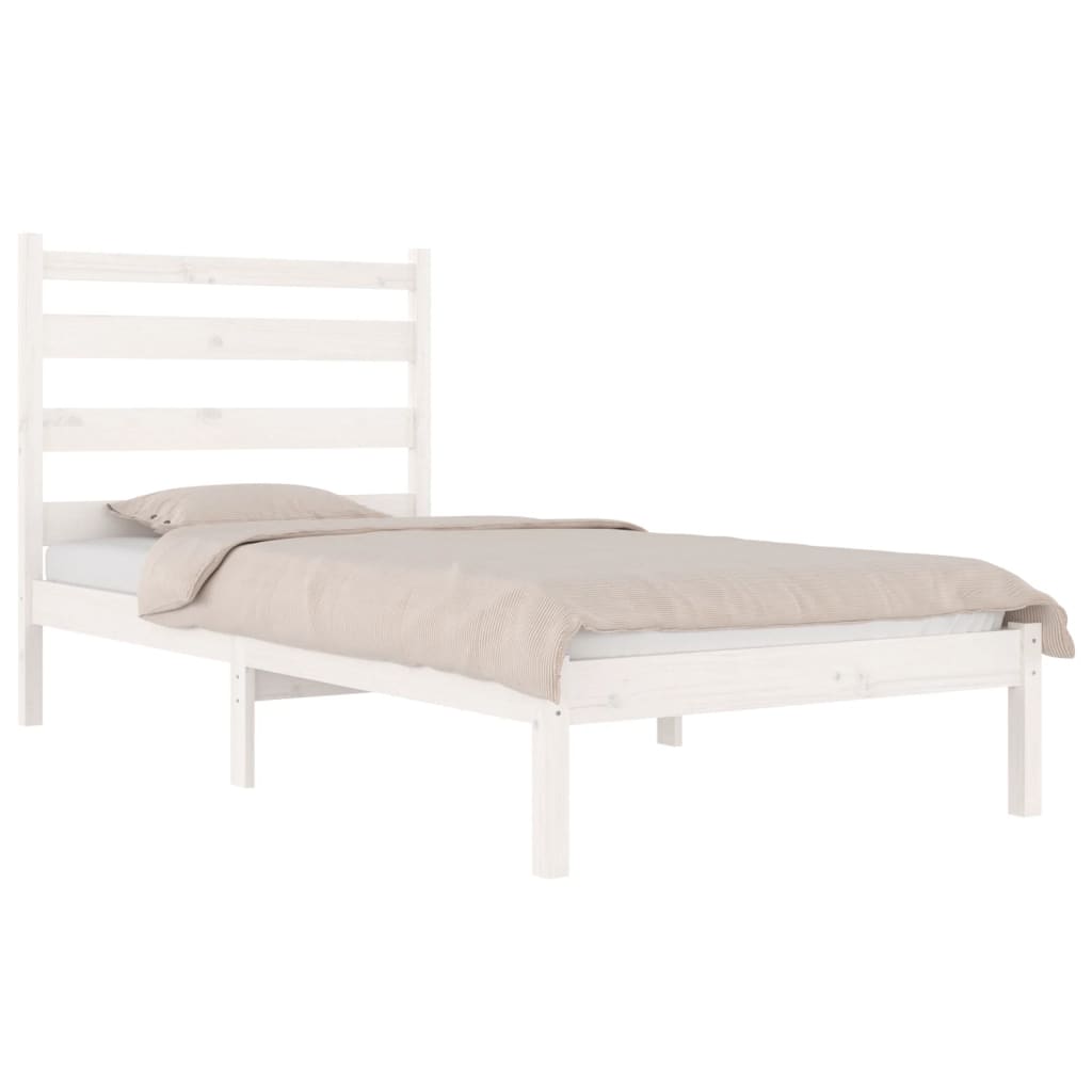 vidaXL Estrutura de cama solteiro 90x190 cm pinho maciço branco