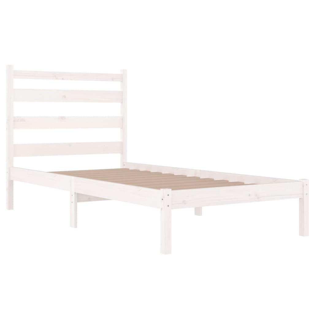 vidaXL Estrutura de cama solteiro 90x190 cm pinho maciço branco