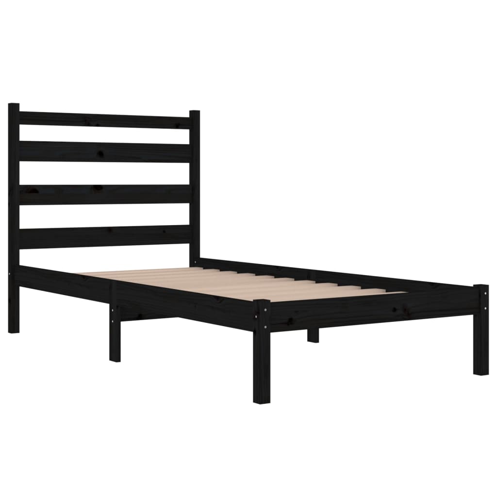 vidaXL Estrutura de cama 100x200 cm pinho maciço preto