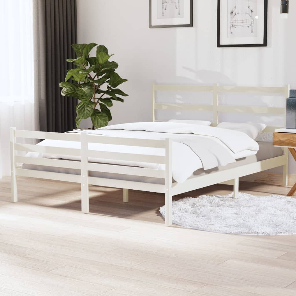 vidaXL Estrutura de cama 140x190 cm pinho maciço branco