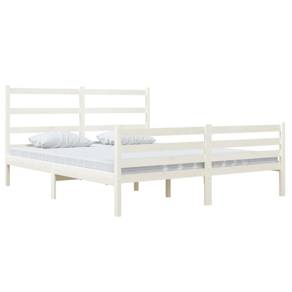 vidaXL Estrutura de cama 140x190 cm pinho maciço branco